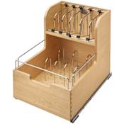 Rev-A-Shelf Wood Classics 14-1/2"W Base Cabinet Food Storage Tupperware Container Pull Out Organizer with Soft Close Maple