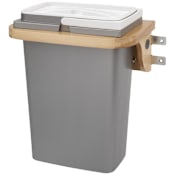 Rev-A-Shelf Wood Classics 10-3/8"W Door Mount 8 Qt Vanity Cabinet Trash Can Maple / Silver