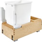 Rev-A-Shelf Wood Classics 21-3/4" Wood Bottom Mount 35 Qt / 9 Gallon Single Pull Out Trash Can System Maple / White