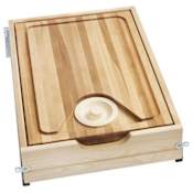 Rev-A-Shelf Wood Classics 15"W Base Cabinet Full Replacement Drawer Organization System with Cutting Board and Soft Close Slides Maple