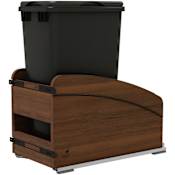 Rev-A-Shelf Craftsman 12" Bottom Mount Single 50 Quart Capacity Pull Out Trash Can with Lid and Soft-Close Slides Walnut / Black