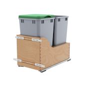 Rev-A-Shelf Wood Classics 12"W Double 27 Qt / 6.75 Gallon Pull Out Trash Can System with Soft Close Slides Maple / White