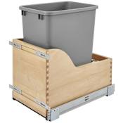 Rev-A-Shelf Wood Classics 12"W Single 35 Qt / 8.75 Gallon Pull Out Trash Can System with Rear Storage Bin and Soft Close Slides Maple