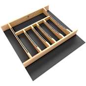 Rev-A-Shelf Craftsman 19-1/4" Wide X 19-1/2" Deep Designer Solid Maple 9 Compartment Drop In Cutlery Silverware Drawer Organizer Insert with Removable Mat Maple / Black