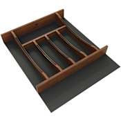 Rev-A-Shelf Craftsman 14-1/4" to 16-1/4" Adjustable Cutlery Organizer Drawer Insert with 8 Compartments and Removable Non-Slip Mat Walnut / Black