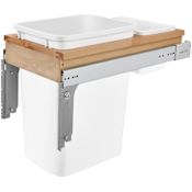 Rev-A-Shelf Wood Classics 12"W Wood Top Mount Single 35Qt / 8.75 Gallon Pull Out Trash Can System with Small Storage Bin Maple / White