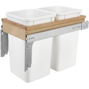 Rev-A-Shelf Wood Classics 11-3/4"W Top Mount Pull Out Double 27 Qt / 6.75 Gallon Trash Can System for Face Frame Cabinets Maple / White
