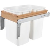Rev-A-Shelf Wood Classics 15"W Wood Top Mount Double 35 Qt / 8.75 Gallon Pull Out Trash Can System for 1-1/2" Face Frame Cabinets Maple / White