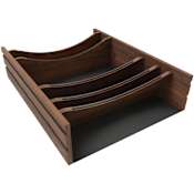 Rev-A-Shelf Craftsman 22-1/4" to 25-1/4" Adjustable Cutlery Organizer Drawer Insert with 6 Compartments and Removable Non-Slip Mat Walnut / Black