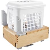 Rev-A-Shelf Wood Classics 14-1/4"W Soft Close / Open - Bottom Mount Cabinet Laundry Hamper with Basket and Lid Maple / White