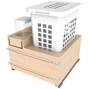 Rev-A-Shelf Wood Classics 21"W x 24-1/2"H Soft Close Pull Out Base Cabinet Laundry Hamper with OXO Storage Bin Maple / White
