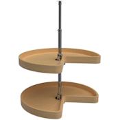 Rev-A-Shelf Wood Classics Double 2 Tier 24" Kidney Shaped Lazy Susan with 26-32" Adjustable Post for Corner Base Cabinets Maple