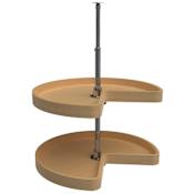 Rev-A-Shelf Wood Classics Double 2 Tier 32" Kidney Shaped Lazy Susan with 26-31" Adjustable Pole for Corner Base Cabinets Maple