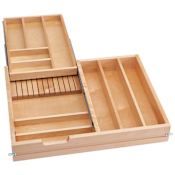 Rev-A-Shelf Wood Classics 27"W Base Cabinet Double Two Tier Utensil Full Replacement Drawer System with Soft Close Slides Maple