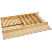 Rev-A-Shelf Wood Classics 33-1/8"W Trim to Fit Kitchen Knife Block and Silverware / Utensil Drawer Organizer Insert for Tall Drawers Maple