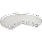 Rev-A-Shelf Contemporary Single 1 Shelf 32" Kidney Shaped Lazy Susan with Swivel Bearing Base and Wire Rim for Corner Base Cabinets Gray