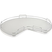 Rev-A-Shelf Contemporary Single 1 Shelf 32" Kidney Shaped Lazy Susan with Swivel Bearing Base and Wire Rim for Corner Base Cabinets Gray