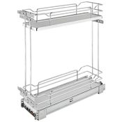Rev-A-Shelf Contemporary 7-1/4"W x 24"H Soft Close Two Tier Sold Shelf Pull Out Base Cabinet Organizer Gray