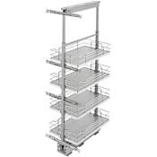 Rev-A-Shelf Contemporary 14-9/16"W x 43-1/2"H Adjustable Solid Shelf Surface Pull Out Pantry Organizer System with Soft Close for Tall Pantry Cabinets Gray