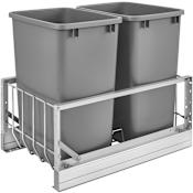 Rev-A-Shelf Contemporary 14-3/4" Wide 35 Quart Pull Out Trash Can System with Soft Close Slides and 2 Bins Silver