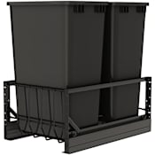 Rev-A-Shelf Contemporary 14-3/4" Wide 50 Quart Pull Out Trash Can System with Soft Close Slides and 2 Bins Black