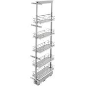 Rev-A-Shelf Contemporary 9-5/8"W x 58-1/4"H Adjustable Solid Surface 5 Shelf Pantry Organizer System with Soft Close Slides for Tall Pantry Cabinets Gray