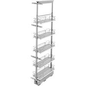 Rev-A-Shelf Contemporary 9-5/8"W x 58-1/4"H Adjustable Solid Surface 5 Shelf Pantry Organizer System with Soft Close Slides for Tall Pantry Cabinets Gray