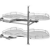Rev-A-Shelf Contemporary 37-5/8"W Two Tier Cloud Lazy Susan Style Swing Out Blind Corner Organizer for Blind Right Cabinet Gray