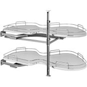 Rev-A-Shelf Contemporary 39"W Cloud - Girasolo Pull Out Pivot 2 Tier / Shelf Lazy Susan Style Blind Corner Organizer for Left Open / Blind Right Cabinet Gray