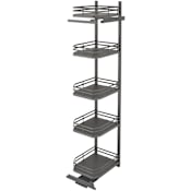 Rev-A-Shelf Contemporary 14-3/16"W x 74"H Solid Surface 5 Shelf Swing Out Pantry Organizer for Tall Pantry Cabinets Orion Gray