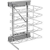 Rev-A-Shelf Modern 14"W Steel Frame Slide Out Pull Out Base Cabinet 20 Bottle Wine Rack Organizer with Soft Open and Close Chrome