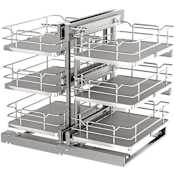 Rev-A-Shelf Modern 26-3/8"W x 26-1/2"H Soft Close 3 Tier Pull Out 6 Shelf Cabinet Organizer for Blind Left and Right Corner Cabinets Gray