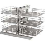 Rev-A-Shelf Modern 32-5/8"W Soft Close 3 Tier Pull Out and Swivel 6 Shelf Blind Corner Cabinet Organizer Gray