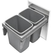 Rev-A-Shelf Modern 16-1/4"W Steel Top Mount Pull Out Double 35 Qt / 8.75 Gallon Trash Can Drawer System with Soft Close Slides for Full Access Cabinets Gray