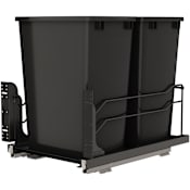 Rev-A-Shelf Modern 14-7/16" Wide 35 Quart Pull Out Trash Can System with Soft Close Slides and 2 Bins Black