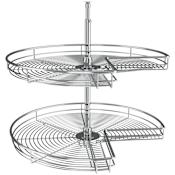 Rev-A-Shelf Classic 28" Kidney-Shaped 2-Shelf Lazy Susan for Corner Base Cabinets Chrome
