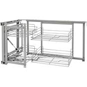 Rev-A-Shelf Contemporary 39" Sliding Pull Out and Pivot 4 Shelf Blind Corner Cabinet Organizer for 15" Cabinets Chrome