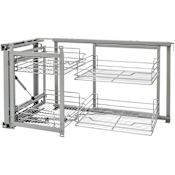 Rev-A-Shelf Contemporary 39"W Sliding Pull Out and Pivot 4 Shelf Blind Corner Cabinet Organizer Chrome