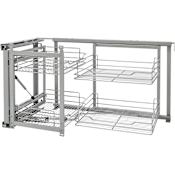 Rev-A-Shelf Contemporary 39"W Sliding Pull Out and Pivot 4 Shelf Blind Corner Cabinet Organizer Chrome