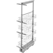 Rev-A-Shelf Modern 11-1/2"W x 43-1/2"H Soft Close Adjustable Shelf Pull Out Cabinet Pantry Organizer for Tall Pantry Cabinets Chrome