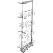 Rev-A-Shelf Modern 10"W x 50-3/4"H Soft Close Adjustable Shelf Pull Out Cabinet Pantry Organizer for Tall Pantry Cabinets Chrome