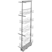 Rev-A-Shelf Modern 11-1/2"W x 58-1/4"H Soft Close Adjustable 5 Shelf Tall Pull Out Cabinet Pantry Organizer Chrome