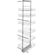 Rev-A-Shelf Modern 21-3/4"W x 73-3/4"H Soft Close Adjustable 6 Shelf Tall Pull Out Cabinet Pantry Organizer Chrome