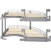 Rev-A-Shelf Contemporary 35-3/4"W Arc Curve Two Tier Split Lazy Susan Style Pull Out Organizer for Blind Left Corner Cabinets Maple