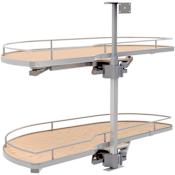 Rev-A-Shelf Modern 38-7/16" Pull Out and Pivot Two Tier Solid Bottom Girasolo Lazy Susan for Left Door / Blind Right Corner Cabinet - 18" Opening Maple