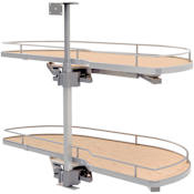 Rev-A-Shelf Modern 38-7/16"W Pull Out Two Tier Lazy Susan Style Girasolo for Right Door / Blind Left Corner Cabinet - 18" Opening Maple