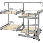 Rev-A-Shelf Contemporary 33-7/8"W Sliding Swivel Solid Surface 4 Shelf Blind Left Corner Kitchen Cabinet Organizer Maple
