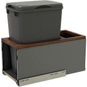 Rev-A-Shelf Legrabox Single 32 Qt / 8 Gallon Pull Out Trash Can System with Soft Close Slides for 12" Frameless Base Cabinets Matte Dark Brown