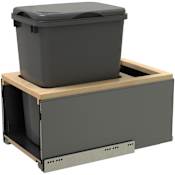 Rev-A-Shelf Legrabox 13-1/2"W Fully Assembled Pull Out Custom 35 Qt / 8.75 Gallon Trash Can System with Rear Bin Compartment and Soft Close Slides Orion Gray / Maple