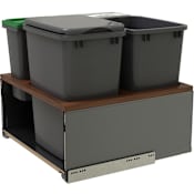 Rev-A-Shelf Legrabox Double 35 Qt / 8.75 Gallon Pullout Trash Can System with Soft Close for 18" Frameless Base Cabinets Glossy Orion Gray